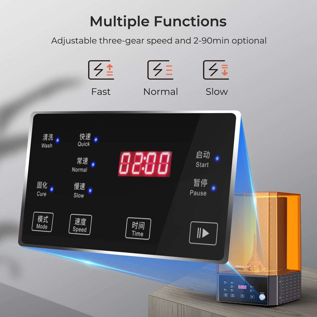 Creality Wash and Cure Station UW-01 2 in 1 Machine Resin 3D Printer UV Curing Rotary Box Bucket for LCD/DLP/SLA Washing Size 7.48x6.06x7.87 inches Creality