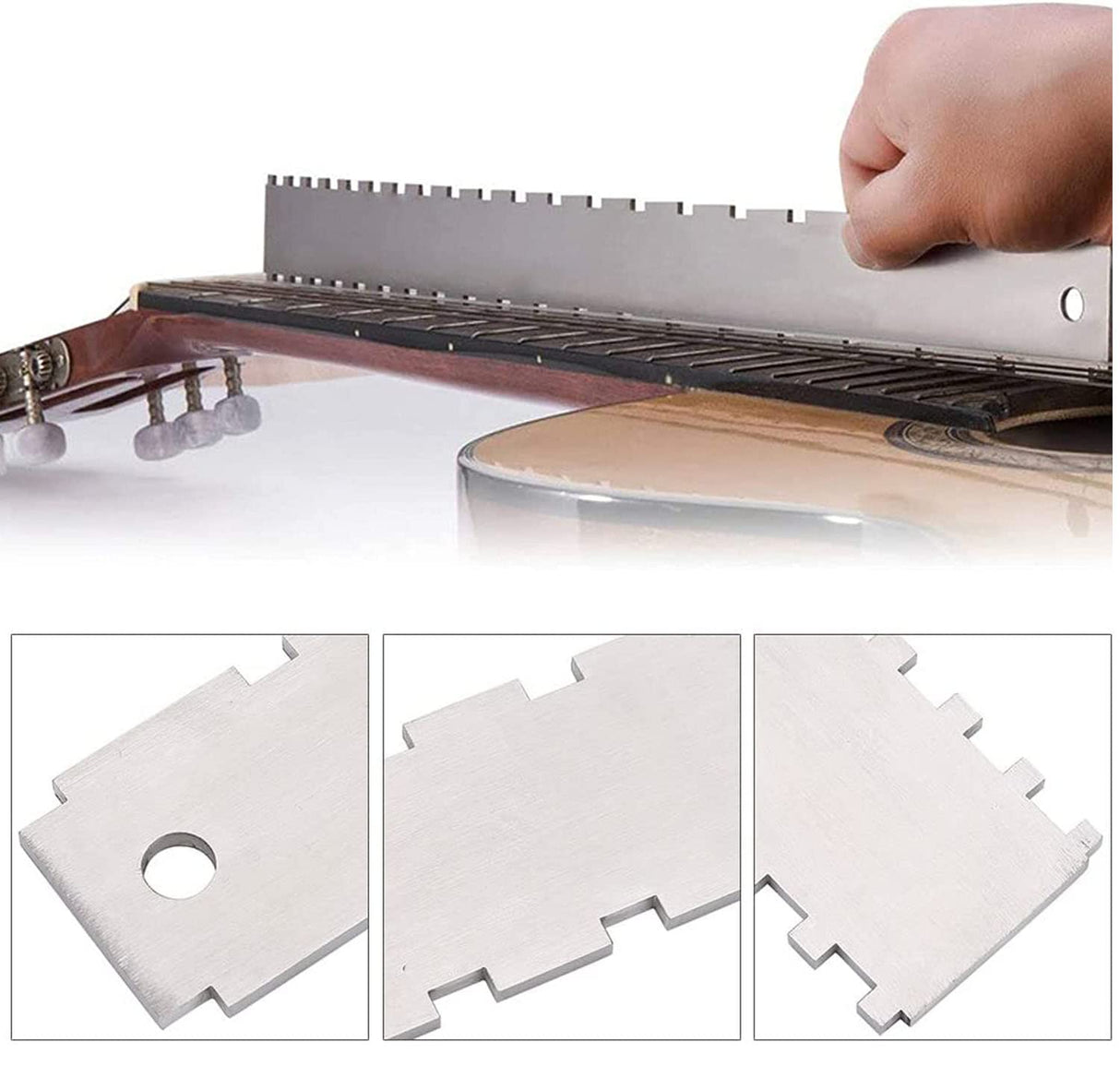 TUOREN Luthiers Tool Kit Guitar Neck Notched Straight Edge String Action Gauge Ruler String Height Gauge Fret Rocker Set Up Tool for Guitar Fretboard TUOREN