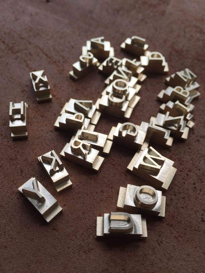 26-Piece Interchangeable Brass Letter Stamp Set with T-Slot Holder for Custom Branding ZOECRAFTSUPPLY