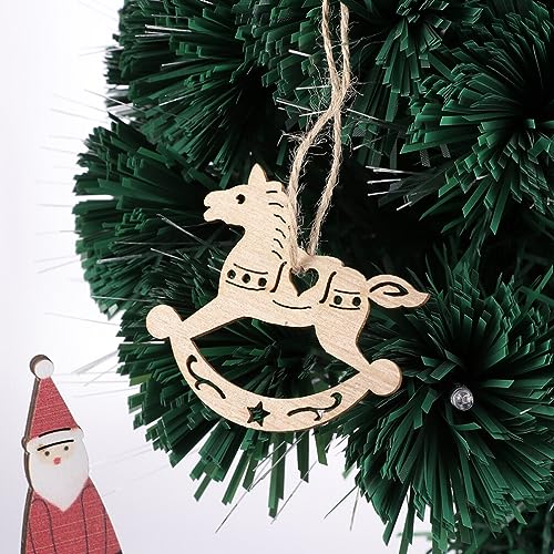 MAGICLULU 20pcs Unfinished Rocking Horse Wood Slice Hollow Wooden Horse Pattern Cutouts Hanging Wooden Horse Christmas Tree Ornament for Christmas MAGICLULU