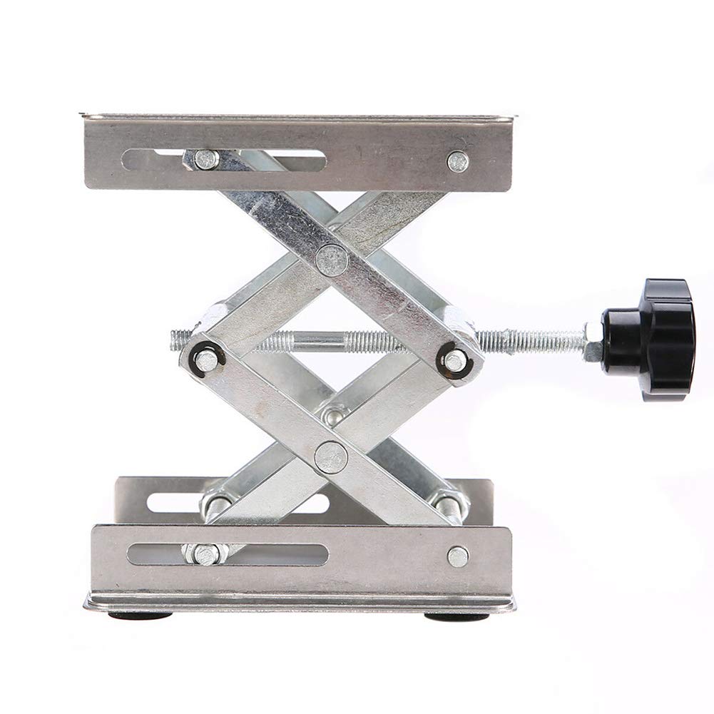 Router Lift Platform Stand Lifter, Stainless Steel, Adjustable Height 45mm~150mm, Woodworking Router Bench Table (Silver) Pissente