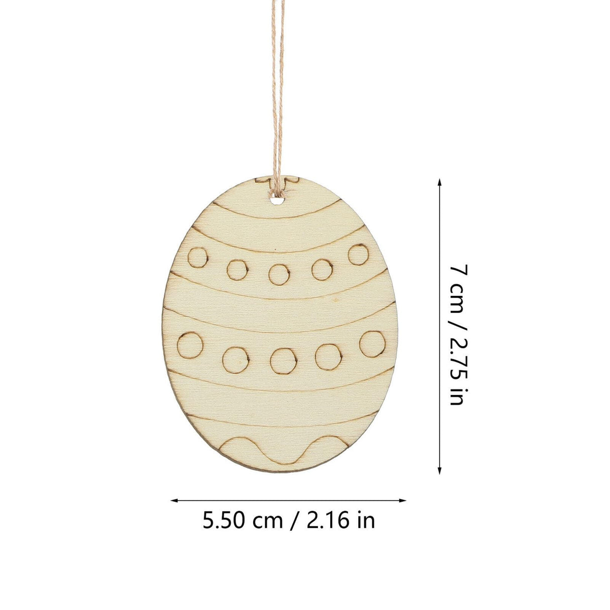 VILLCASE 60pcs Easter Egg Wooden Cutout Unfinished Wood Slice DIY Paint Crafts Hanging Embellishment with Ropes for Kids Painting Easter Party VILLCASE
