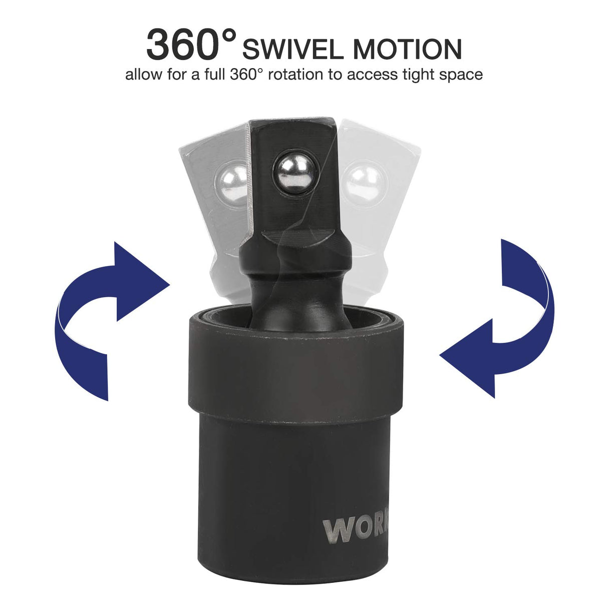 WORKPRO 1/2" Drive Impact Socket Set with Extension Bars, Premium Cr-V Steel, Complete 55-Piece, SAE and Metric Sockets with Enhanced Storage Case WORKPRO