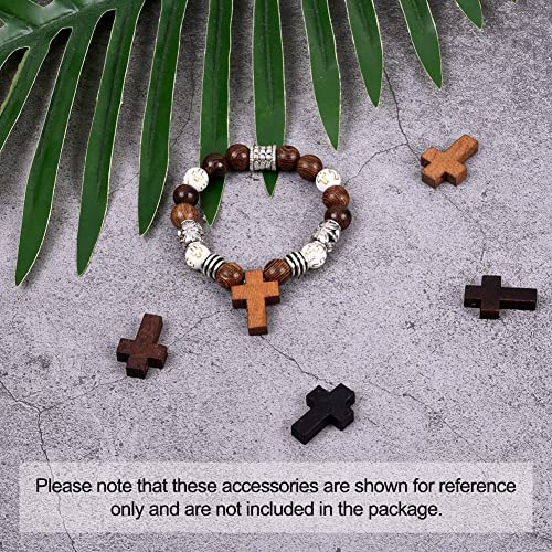 KISSITTY 100Pcs/box Wooden Cross Charms 4 Colors Natural Unfinished Wood Cross Crafts Beads Small Cross Charms Pendants Hole: 1.8mm for Necklace KISSITTY
