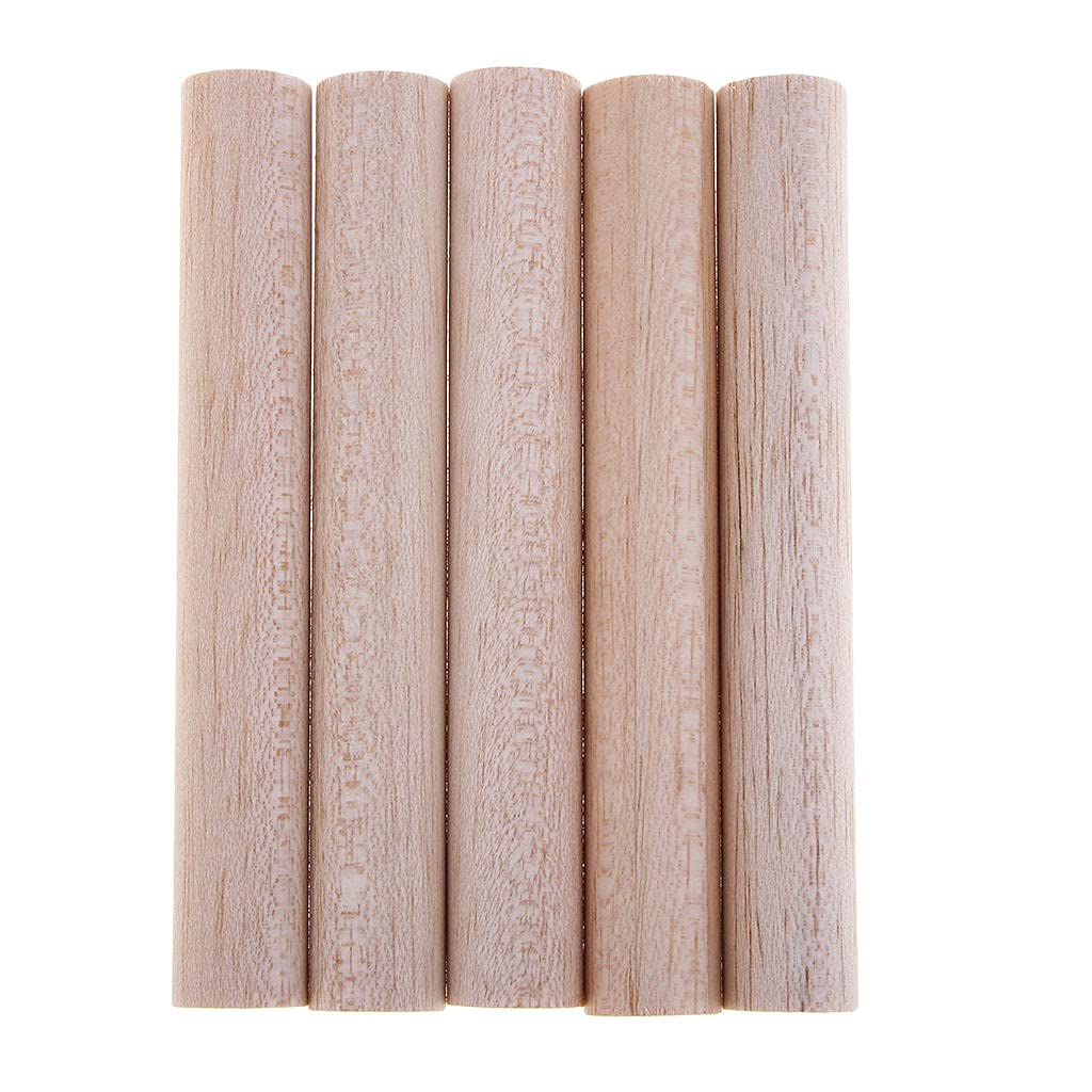 Baosity B Assorted Sizes Round Balsa Rods Unfinished Woodcraft Stick Dowel Rod for Kindergarten Handmade Craft Model Making Accessories, 5 Pieces Baosity