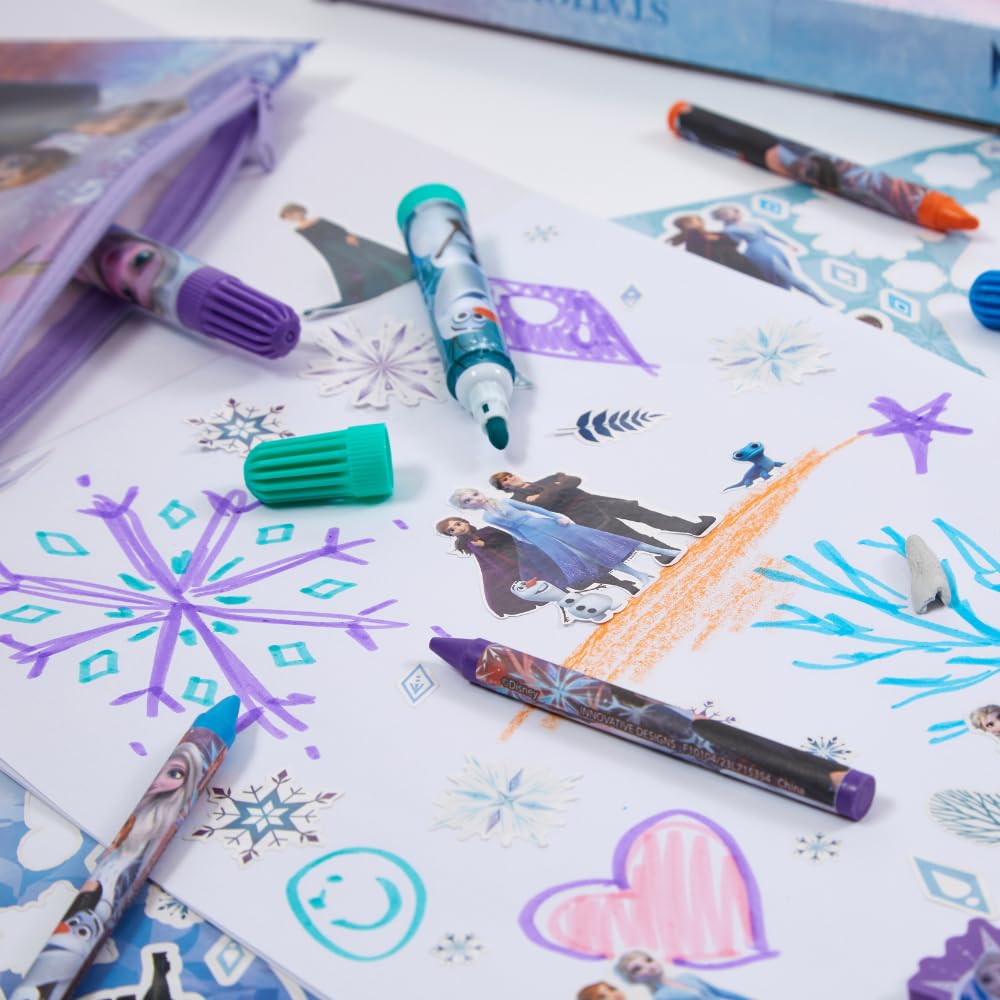 Disney Frozen Kids Coloring Art and Sticker Set, 30 Pcs. School & Craft Supplies with Pencil Case Innovative Designs