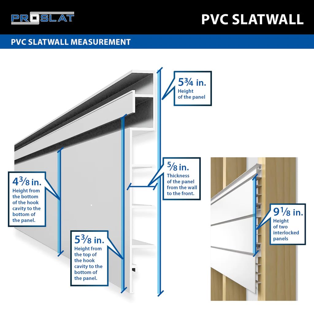 Proslat White 16 square foot Heavy Duty Slatwall Organizer Panel PROSLAT