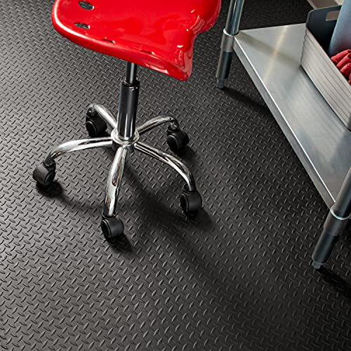 VersaTex Garage Floor 18 x 18 inch Square Rubber Diamond Plate Interlocking Floor Tiles for Home Gym, Garage Flooring, Trade Show Flooring, Basement VERSATEX