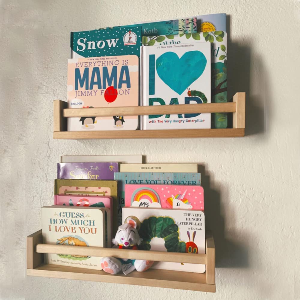 Burlywood Floating Nursery Shelves for Kids - 15.7 Inch Wall Bookshelf for Organising Toys and Décor Gneric