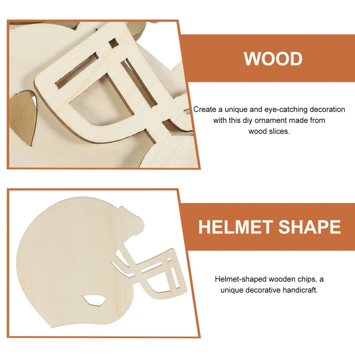 VILLCASE 20pcs Helmet Unfinished Wood Football Hockey Helmet Shaped Wood Slices Helmet Wooden Ornaments for Crafts Painting Door Sign Wedding Home VILLCASE