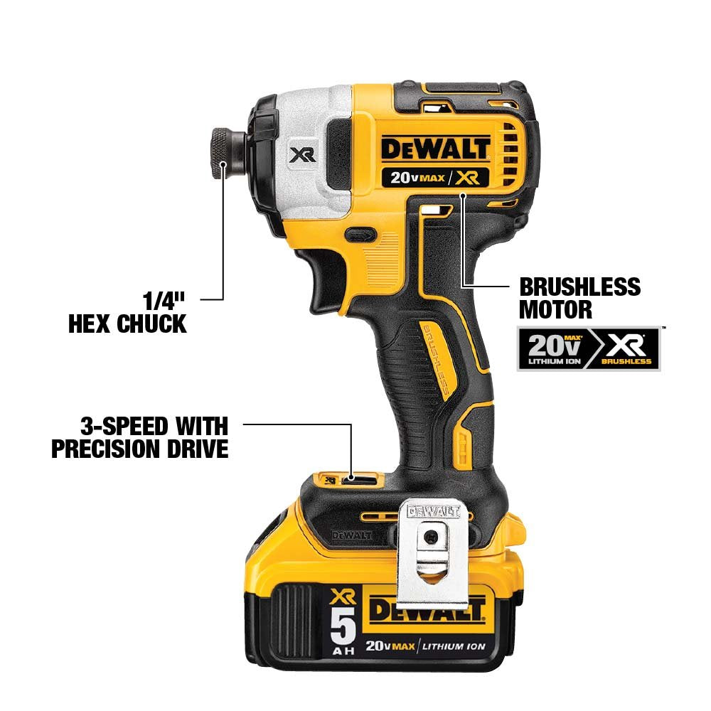DEWALT 20V MAX Power Tool Combo Kit, 6-Tool Cordless Power Tool Set with 2 Batteries and Charger (DCK694P2), Yellow DEWALT