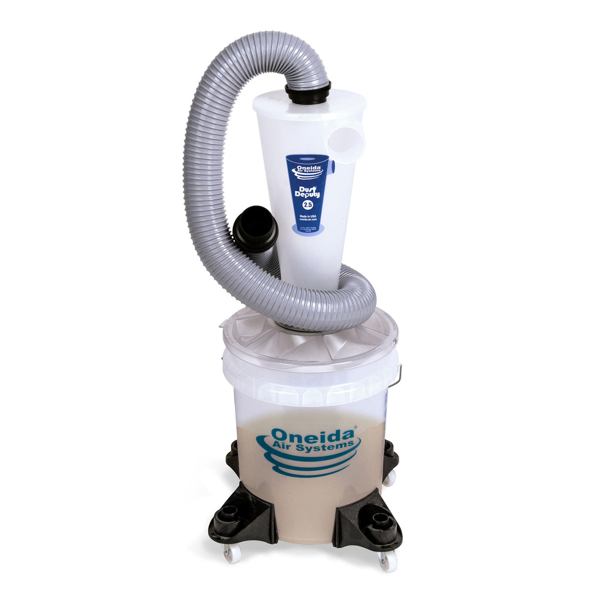 Oneida Air Systems Dust Deputy 2.5 Deluxe Cyclone Separator Kit: Portable Collector with Clear Bucket for Wet/Dry Shop Vacuums (DD 2.5 Deluxe 5-Gal) Oneida Air Systems