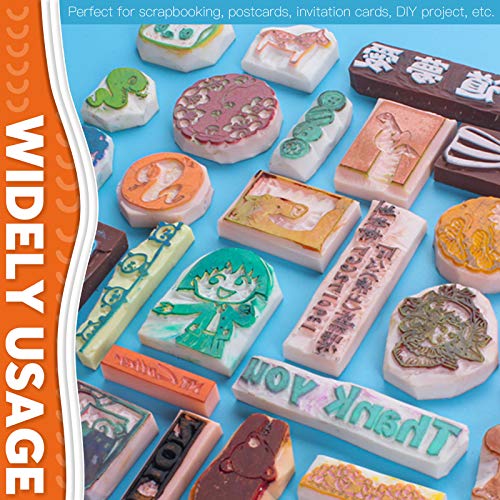 Rustark 22 Pcs Mixed Rubber Stamp Carving Blocks Set with Carving Knives and Whetstone, Carve Block Printing Carving Block Kit for Printmaking, Rustark