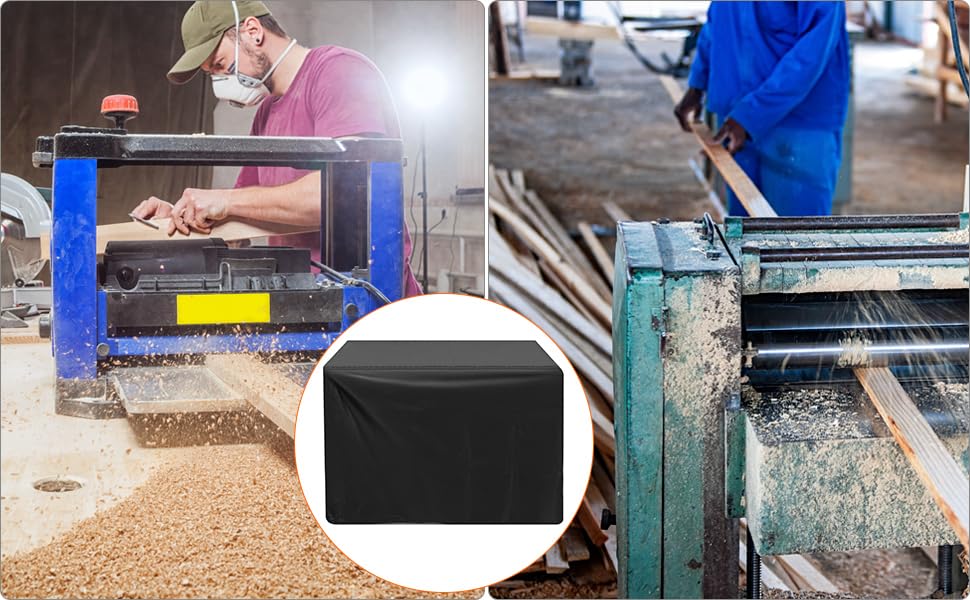 QWORK Universal Planer Dust Cover, Table Saw Cover, Miter Saw Cover, Protect Against Sawdust and Wood Chips, 28.3" x 24.4" x 19.6", Black, Fits Most QWORK
