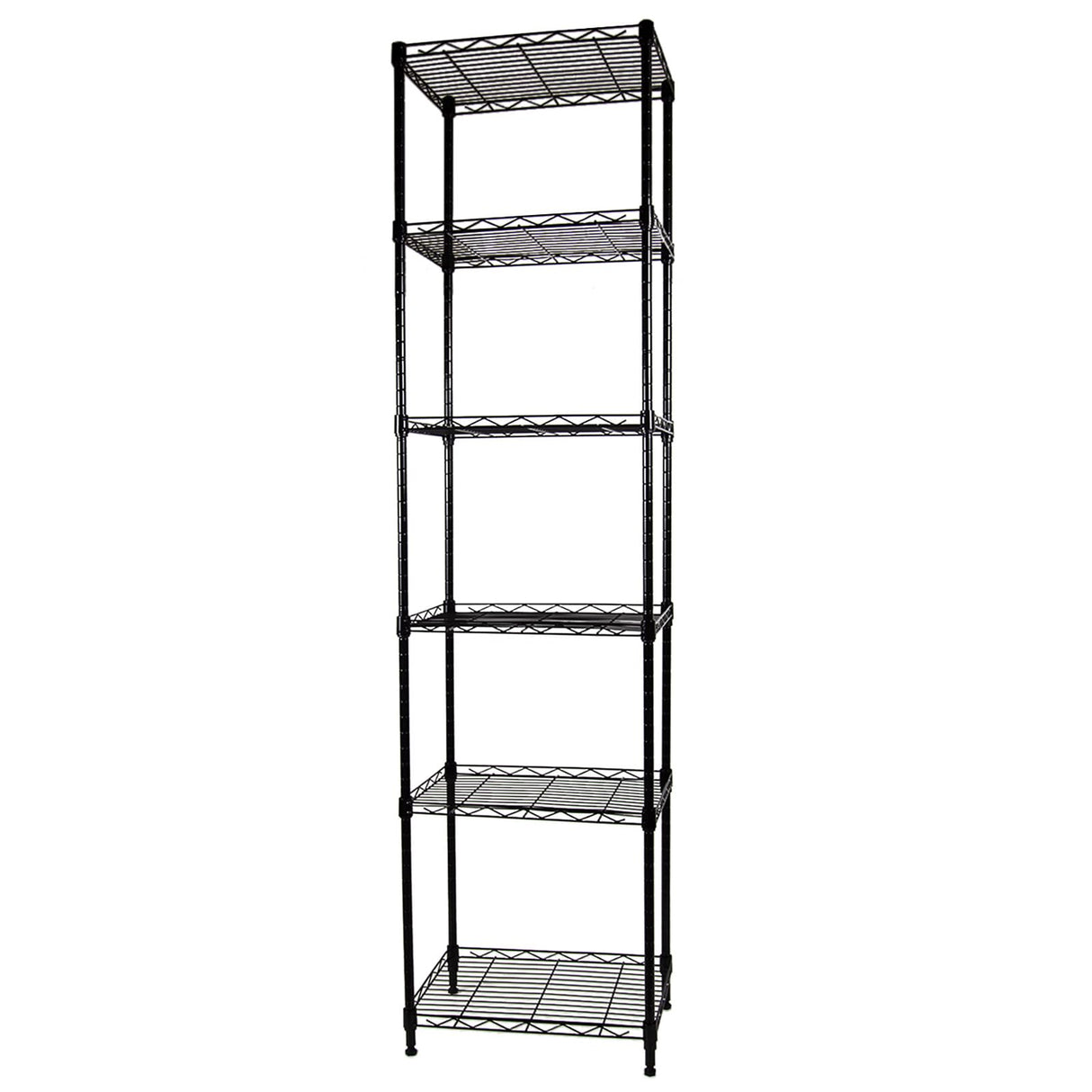 SUNLPH 6-Tier Wire Shelving Adjustable Shelves Unit Metal Storage Rack for Laundry Bathroom Kitchen Pantry Closet Organization (Black, 16.6" L x SUNLPH