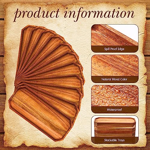 Dandat 12 Pack Wooden Serving Platter Acacia Wood Platters 12 x 5 Inch Rustic Serving Tray Rectangular Charcuterie Board Cheese Plate for Home Decor Dandat