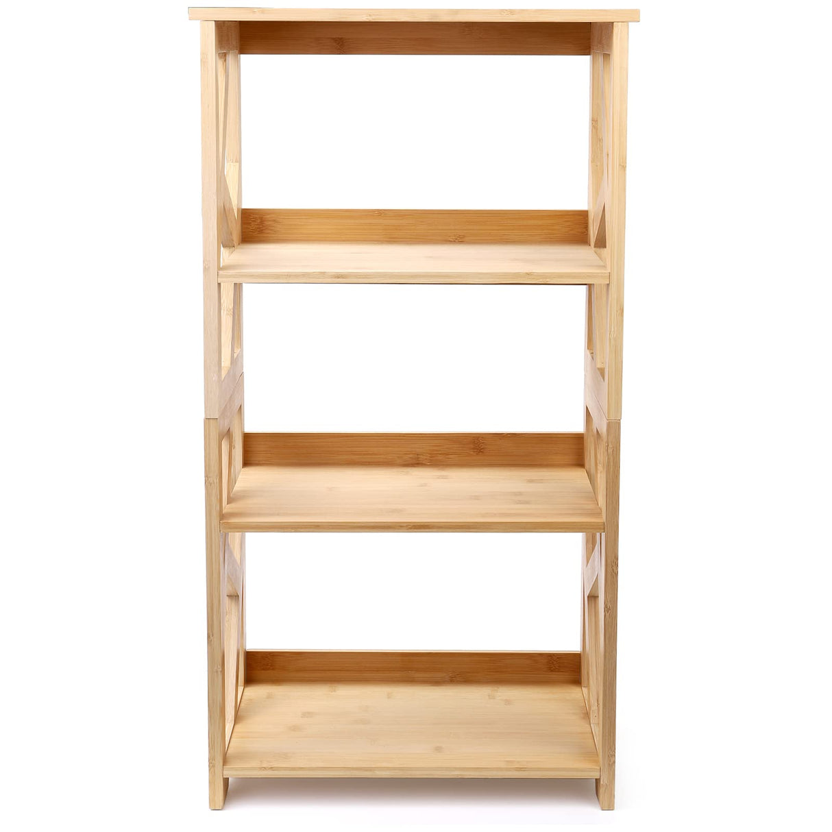 Hedume 3-Tier Bamboo Open Shelf Bookcase - Multipurpose Natural Display Rack Hedume