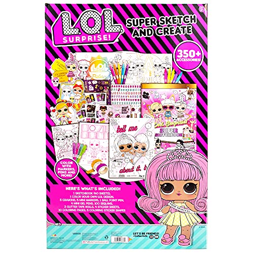 Horizon Group USA L.O.L. Surprise! Double Feature Super Sketch & Create, 350+ Piece Art Activity Set, Includes Coloring Pages, Crayons, Gel Pens, L.O.L. Surprise!