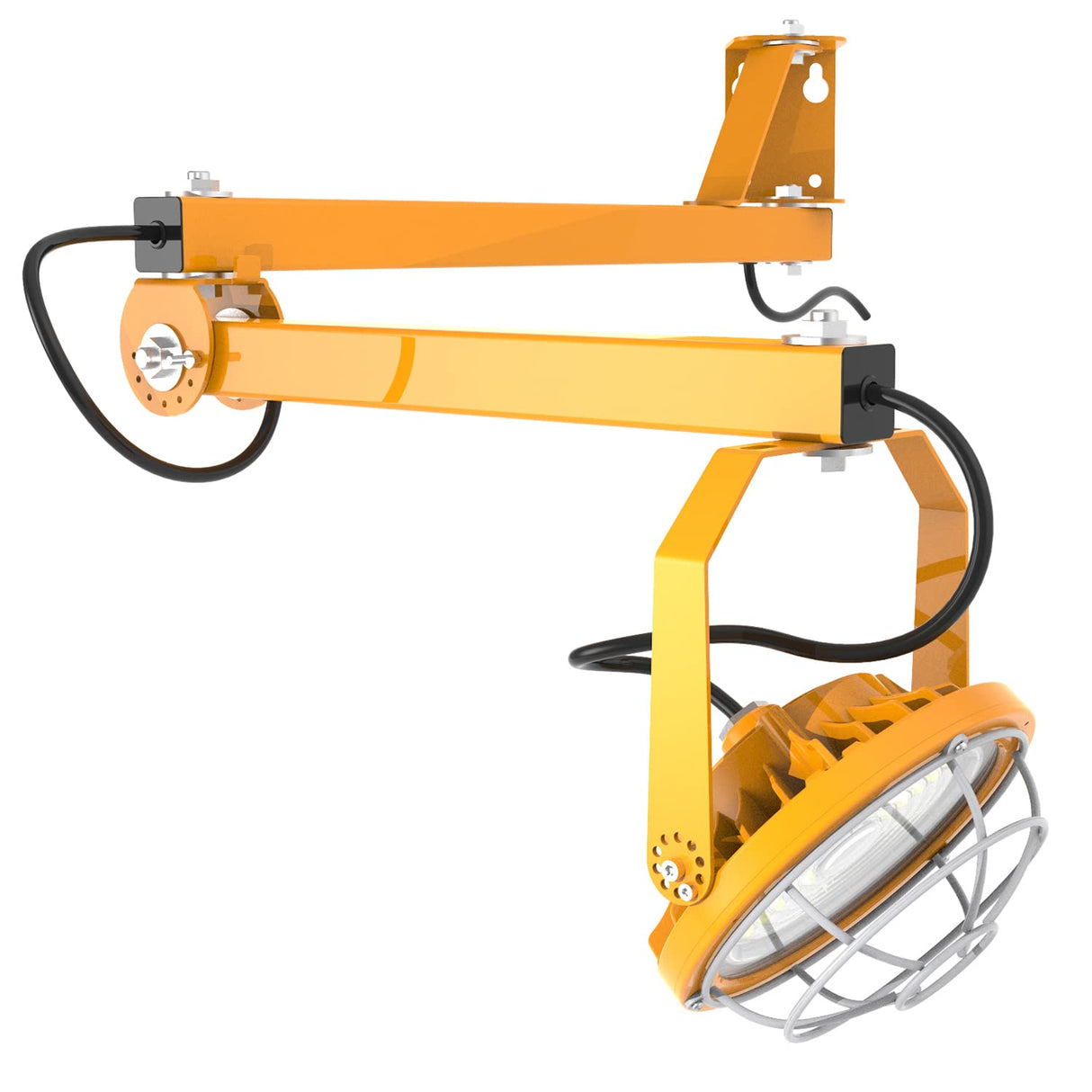 OSTEK LED Loading Dock Lights 30W with Swing Single Folding Arm 4,200LM, 360° Rotatable Lamp Head, IP65 Heavy Duty Wall Mounting Workbench Light for OSTEK