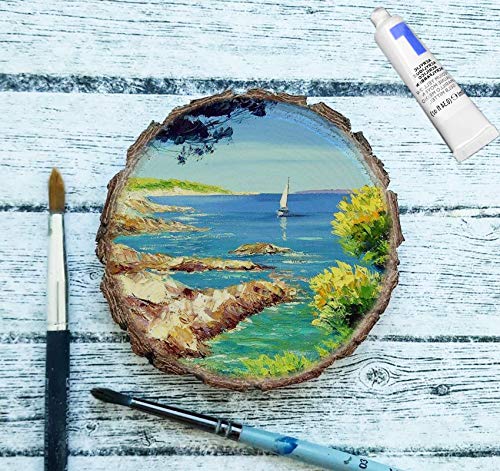 Lemonfilter Natural Wood Slices 12 Pcs 4.7-5.1 Inches Craft Wood Kit Wooden Circles Unfinished Log Wooden Rounds for Arts Crafts Wedding Christmas Lemonfilter