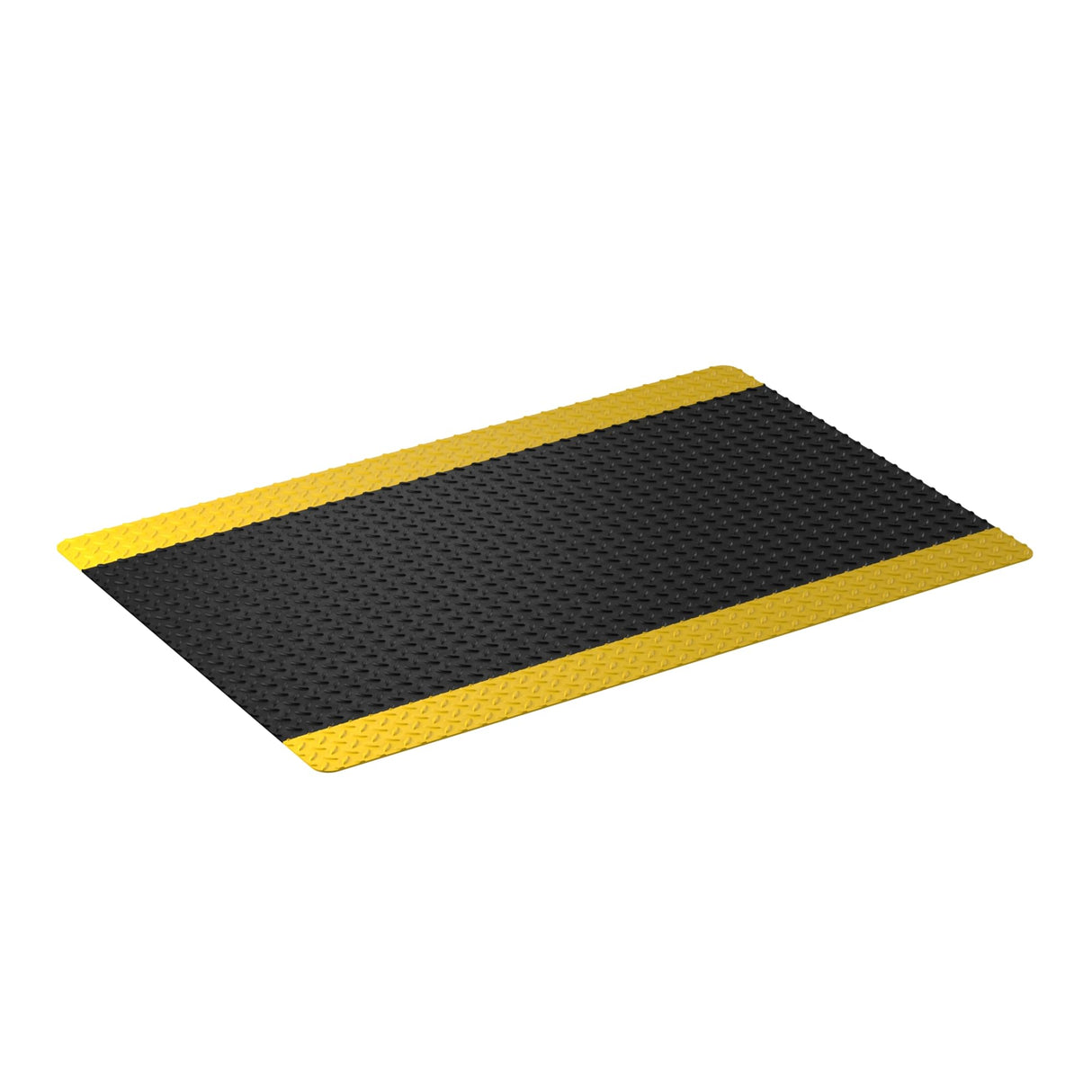 Diamond Star 3' x 10' Black Anti-Fatigue Mat with Yellow Borders - 15/16" Thick, Perfect for Industrial Locations Krollen Industrial