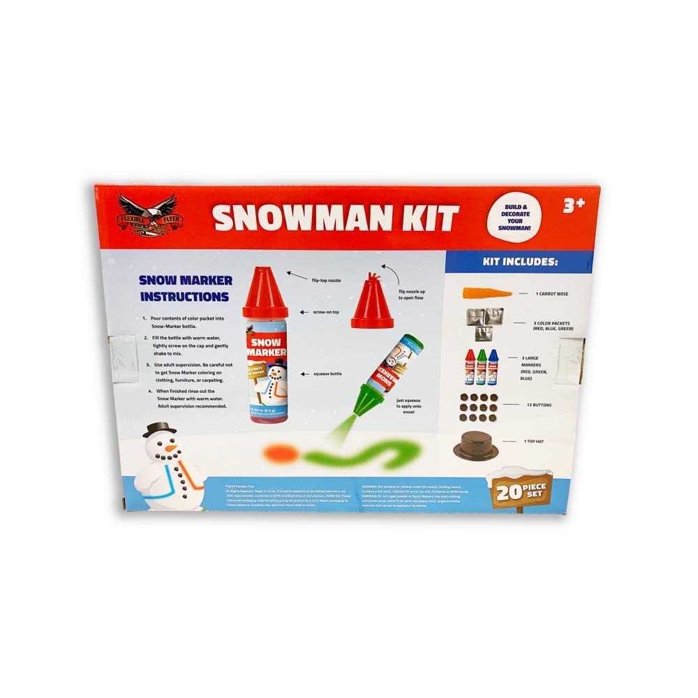 Flexible Flyer Build a Snowman Kit & Snow Art Markers. Kids Winter Toy Decorate Set, Black Flexible Flyer