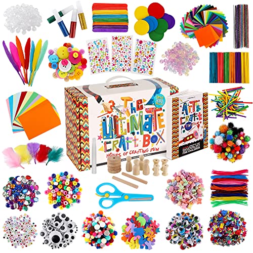 3000+ Pcs Arts and Crafts Supplies for Kids - Kids Craft kit for Boys & Girls - The Ultimate Craft Box Set with 99 Activities Book for Ages 4-6, 6-8, A&R CO.