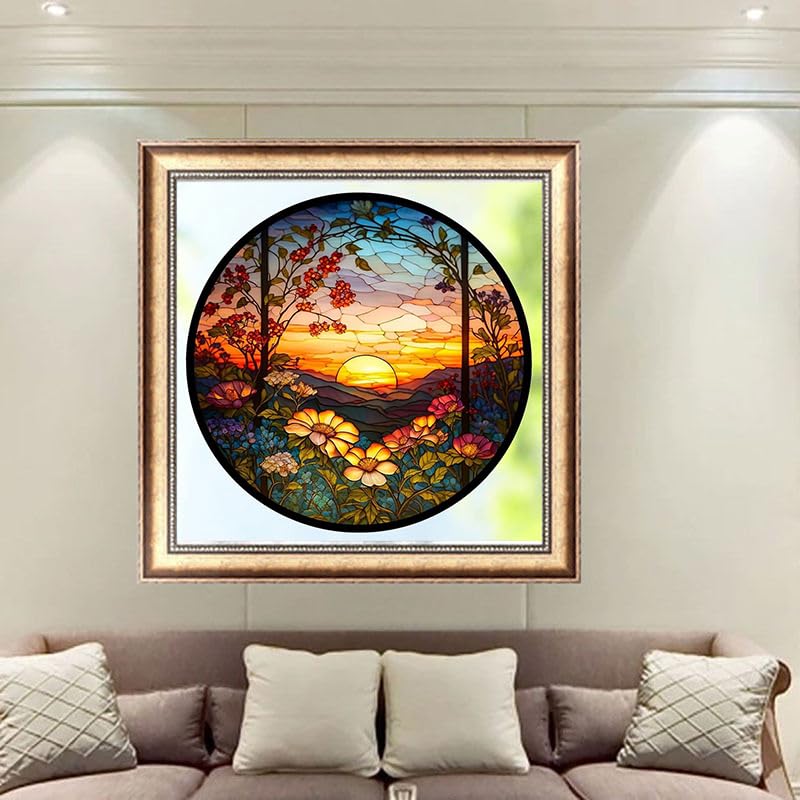 KTHOFCY 5D DIY Diamond Painting Kits for Adults Kids, Stained Glass Sunflower Full Drill Embroidery Cross Stitch Crystal Rhinestone Paintings KTHOFCY