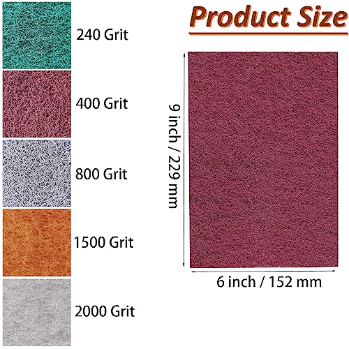 Tonmp 15 Pack 6 x 9 Inch Hand Pads Coarse Medium Fine Superfine 5 Different Specifications Assortment General Purpose Scouring Pad Ideal for Garden Tonmp