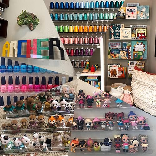 Baosia 4 Pack Wall-Mounted Acrylic Nail Polish Rack with Anti-Slip Inserts - 15 Inch Floating Shelf for Organising Beauty Essentials Baosia