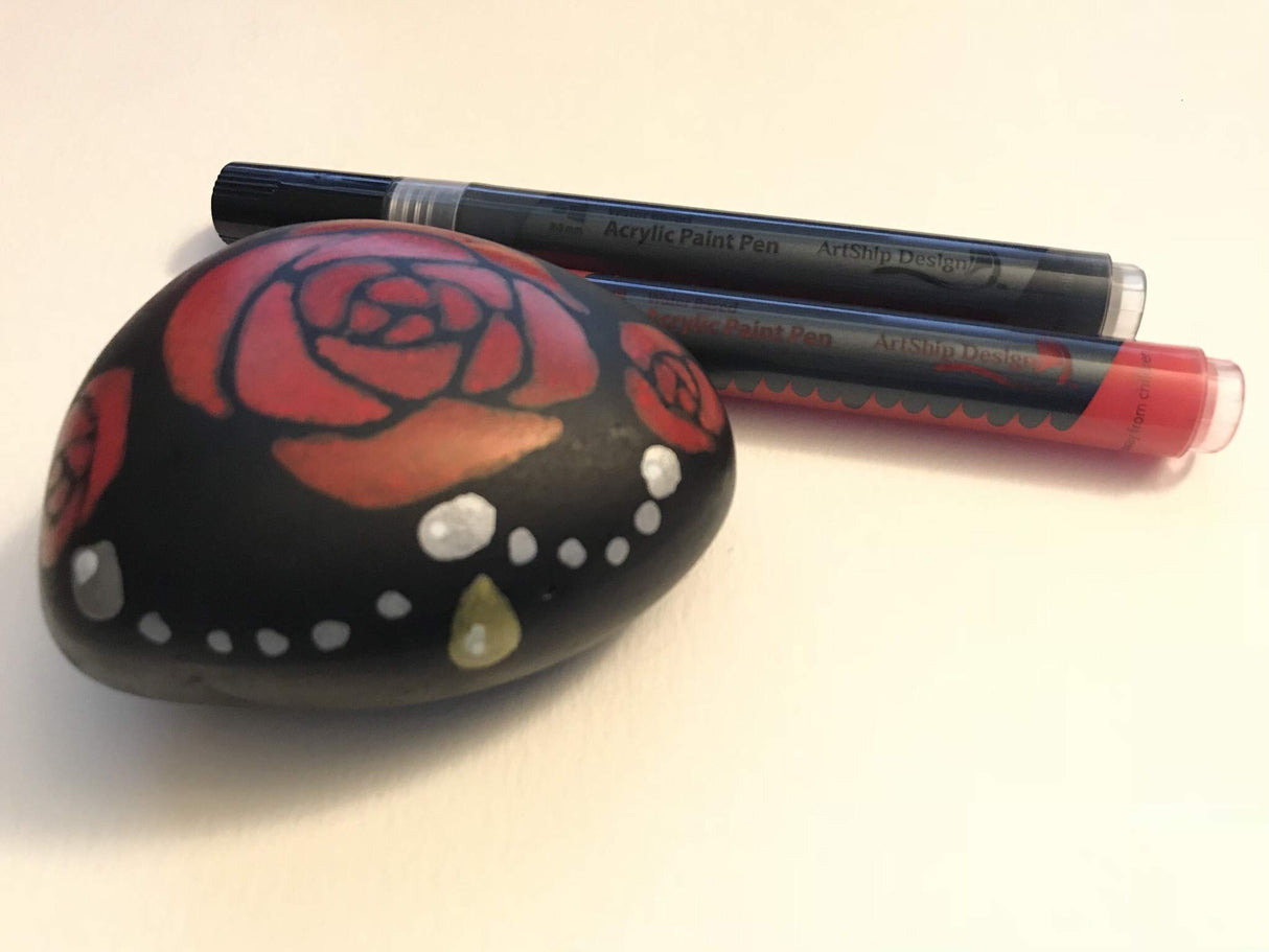 ArtShip Design 35 Premium Acrylic Paint Pens, Double Pack of Both Extra Fine and Medium Tip, for Rock Painting, Mug, Ceramic, Glass, and Fabric ArtShip Design