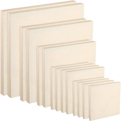 Wood Canvas Boards Unfinished Wooden Panel Boards Wood Paint Pouring Panels for Painting Drawing Home Decor (4.7 x 4.7", 6 x 6", 8 x 8", 10 x 10", 12