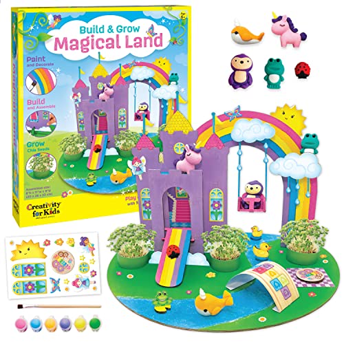 Creativity for Kids Build & Grow Magical Land - Unicorn Craft, 5-in-1 Kids Activities, Unicorn Castle Toy, Kids Gifts for Ages 6-8+ Creativity for Kids