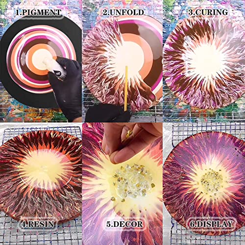 JIOFAVIU Resin Leveling Rotary Table with Silicone Craft Mat & Leveling Tool, 15.8" Resin Craft Leveling Board for Silicone Mold, Epoxy Resin, UV Jiofaviu