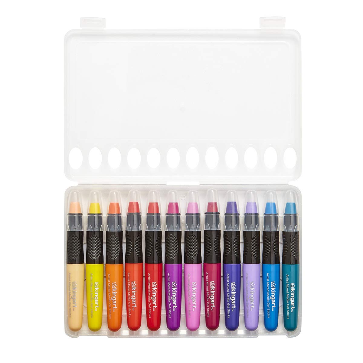 KINGART 580-24 GEL STICK Set, Artist Pigment Crayons, 24 Unique Colors, Water Soluble, Creamy, and Odorless, Use on Paper, Wood, Canvas and more KINGART