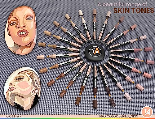 TOOLI-ART 22 Acrylic Paint Markers Paint Pens Pro Color Series Set 3mm Medium Tip for Rock Painting, Glass, Mugs, Wood, Metal, Glass Paint, Canvas, TOOLI-ART