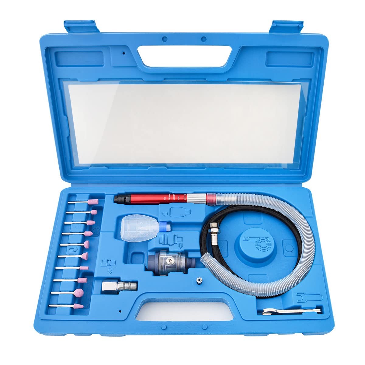 Gunpla 17pcs Micro Air Die Grinder Kit Pneumatic Pencil Die Grinder 1/8 and 3/32 Inch Collet Capacity High Speed Grinding Lightweight Compact Tool Gunpla