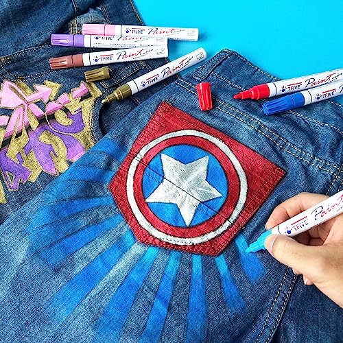 TFIVE Red Paint Pens Markers - 12 Pack Oil Based Permanent Marker, Medium Tip, Never Fade, Quick Dry, Waterproof Paint Pen for Rocks Painting, Wood, TFIVE