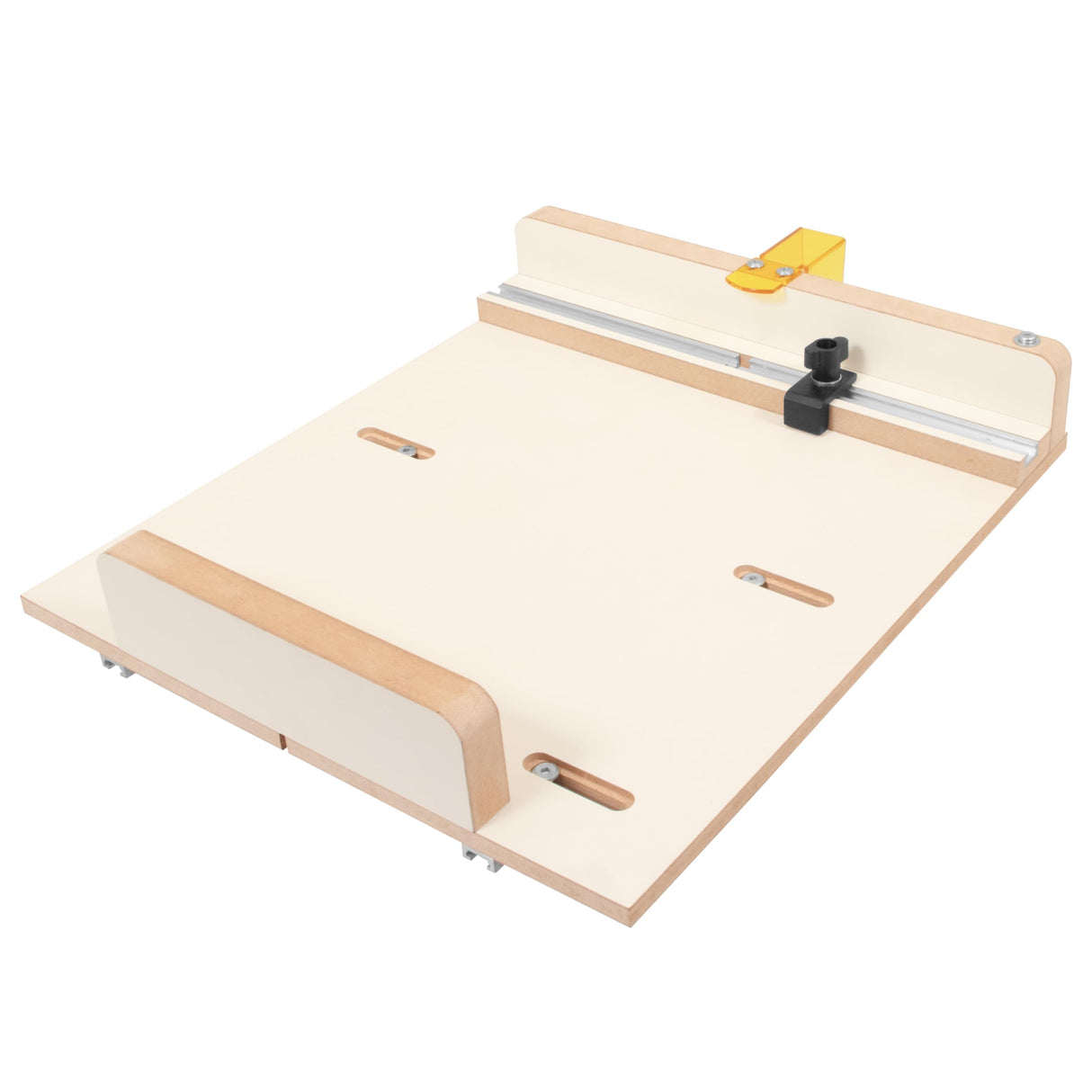 Fulton MDF Table Saw Complete Crosscut Sled Kit with 2 Aluminum Runner Track Bars • 1 Adjustable Stop • Transparent Guard along with Full Color Fulton