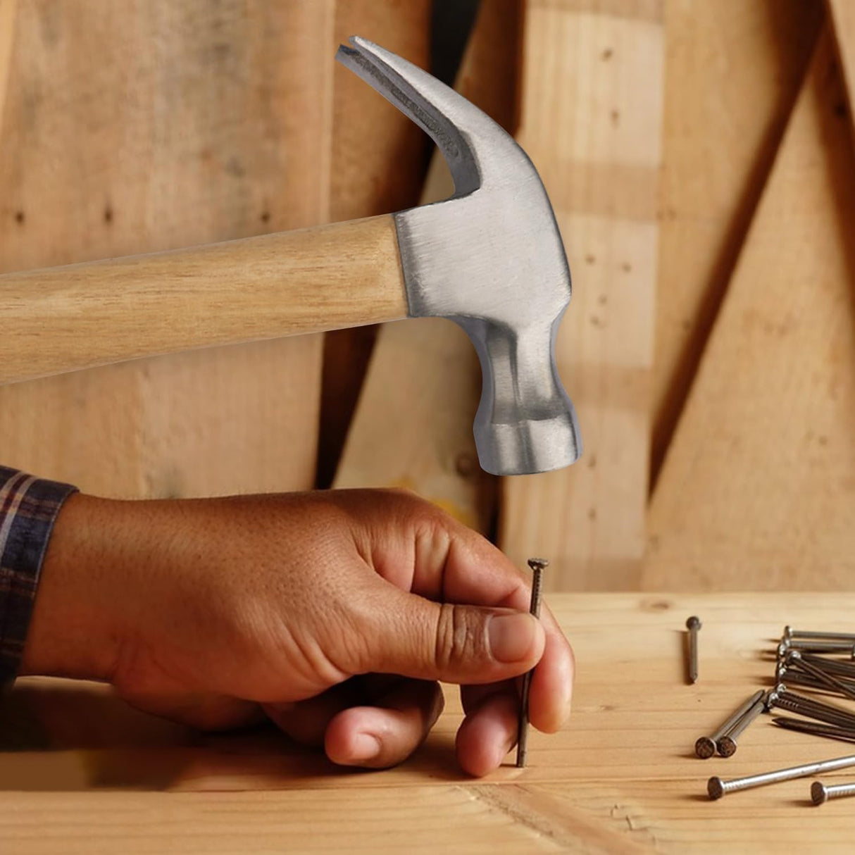 5 Packs 16 OZ Claw Hammer with Wood Handle, Perfect Gift for Your Husband, Dad, or Friends! Ideal for Woodworking, Repairing, and Nailing. by GENHAKON