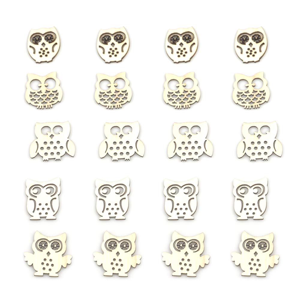 EXCEART Animal Wood Slices 60pcs Natural Wood Slices Owl Unfinished Wood Animal Craft Hanging Wooden Circles with Hole Tree Slice for Arts Painting EXCEART