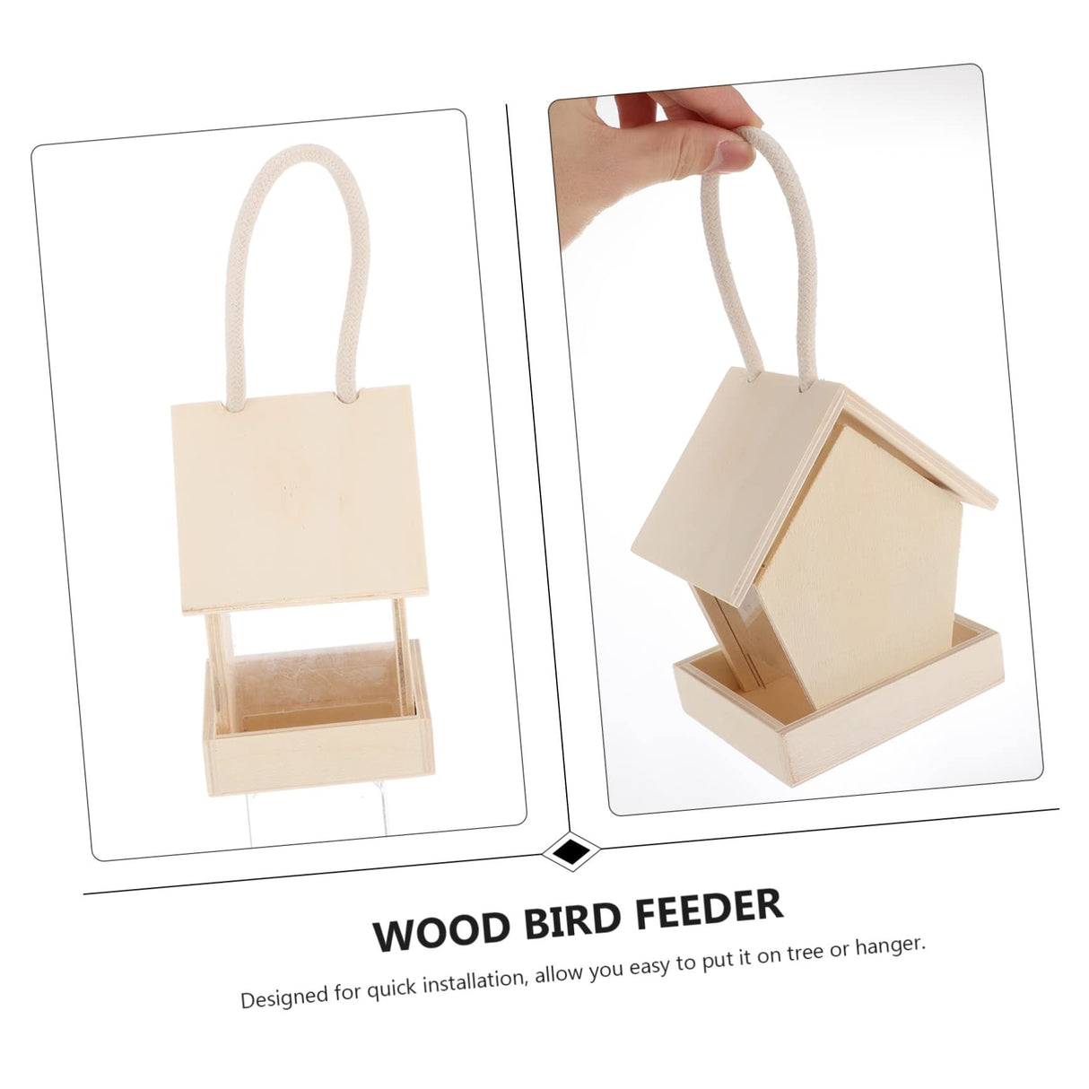 Yardwe 3pcs Wooden Bird Feeder Hanging Bird House Outdoor Bird House Unfinished Wooden Birdhouse Wooden Birdhouses to Paint Outside Bird Feeder Yardwe