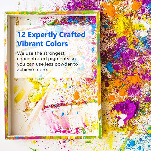 Rolio - Fluorescent Powder - 12 3g Jars of Pigment for Paint, Dye, Soap Making, Nail Polish, Epoxy Resin, Candle Making, Bath Bombs, Slime Rolio