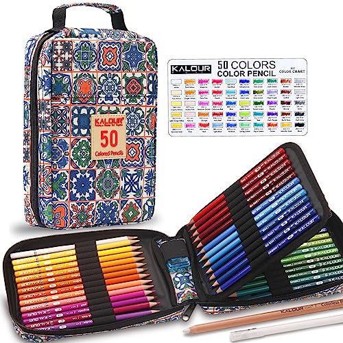 KALOUR 132 Colored Pencils Set,with Adult Coloring Book and