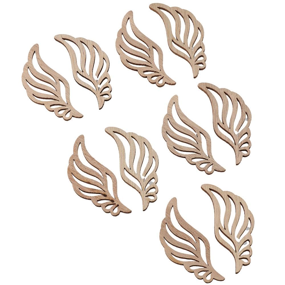 hobbyhub 80 Pcs Unfinished Angel Wings Shape Wooden,4 Styles Blank Wood Slices for DIY Painting Home Decor hobbyhub