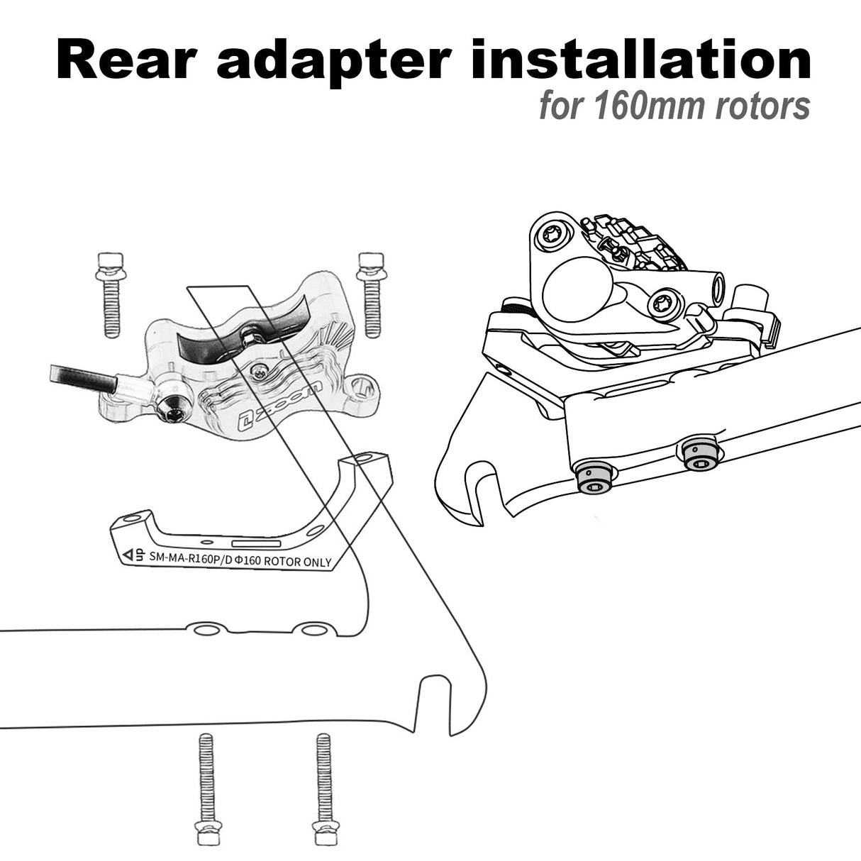 CooMeng SM-MA-F160P/D R160P/D Flat Mount to Post Mount Brake Caliper Adapter for 160mm Rotors Road Disc Brake FM to PM CooMeng