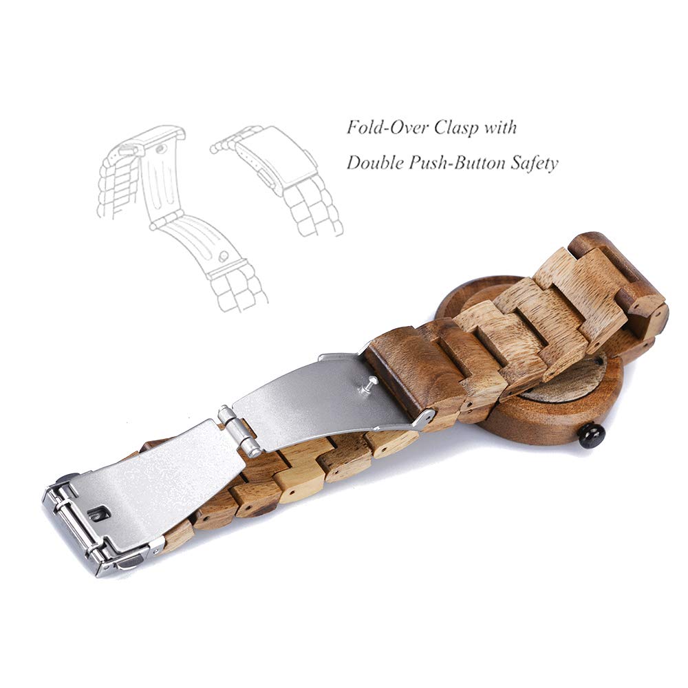 BEWELL Wood Watches for Women, Handmade Wooden Watch with Lightweight Adjustable Wood Band, Natural Casual Fashion Quartz Wristwatch BEWELL