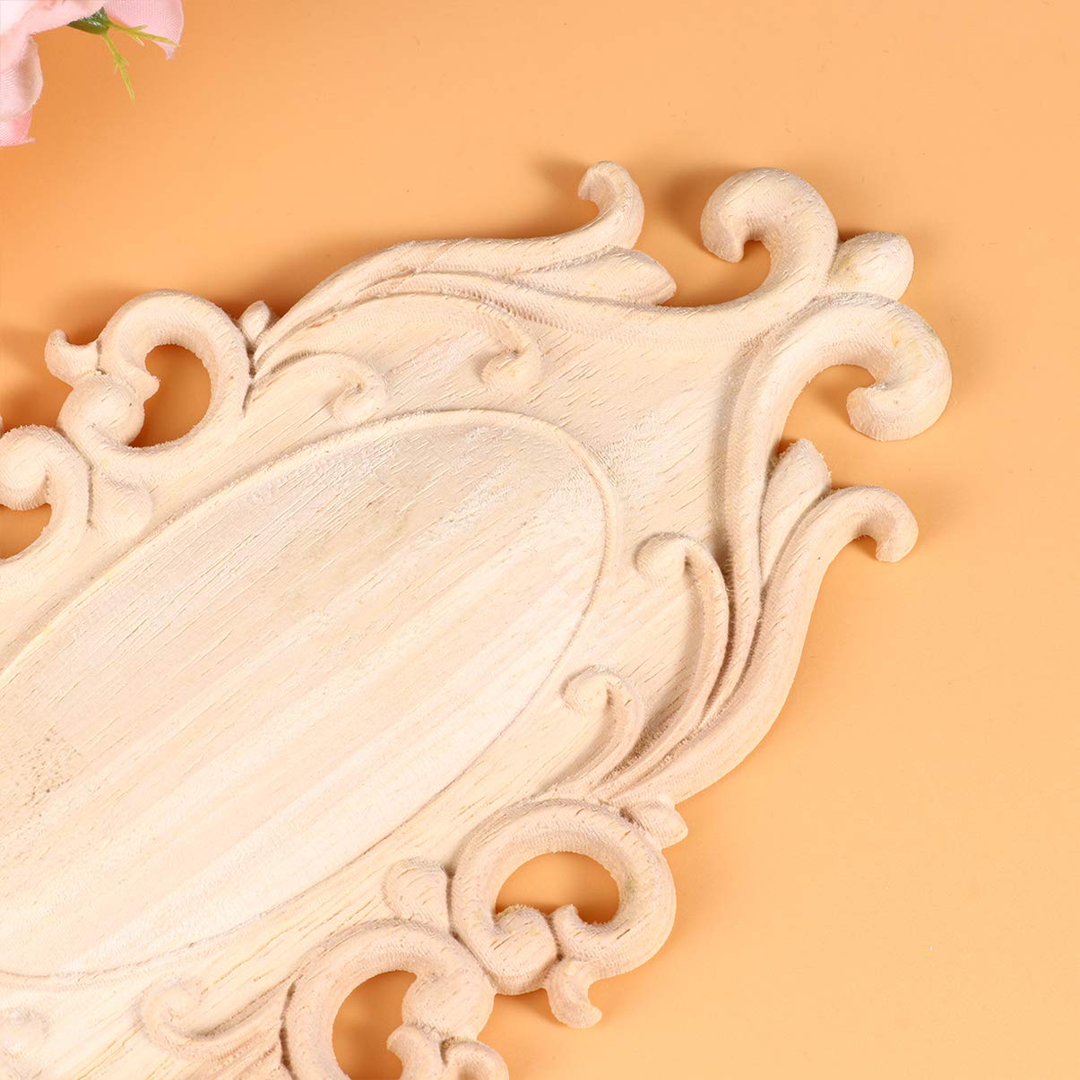 1pc Wood Appliques Onlays Furniture Onlays Carved Corner Onlay Furniture Decals Cabinet Corner Decal Western Style Furniture Solid Wood Cabinet LIOOBO