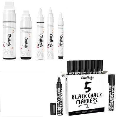 Chalk Artist Bundle- 5 White + 5 Black Chalk Markers