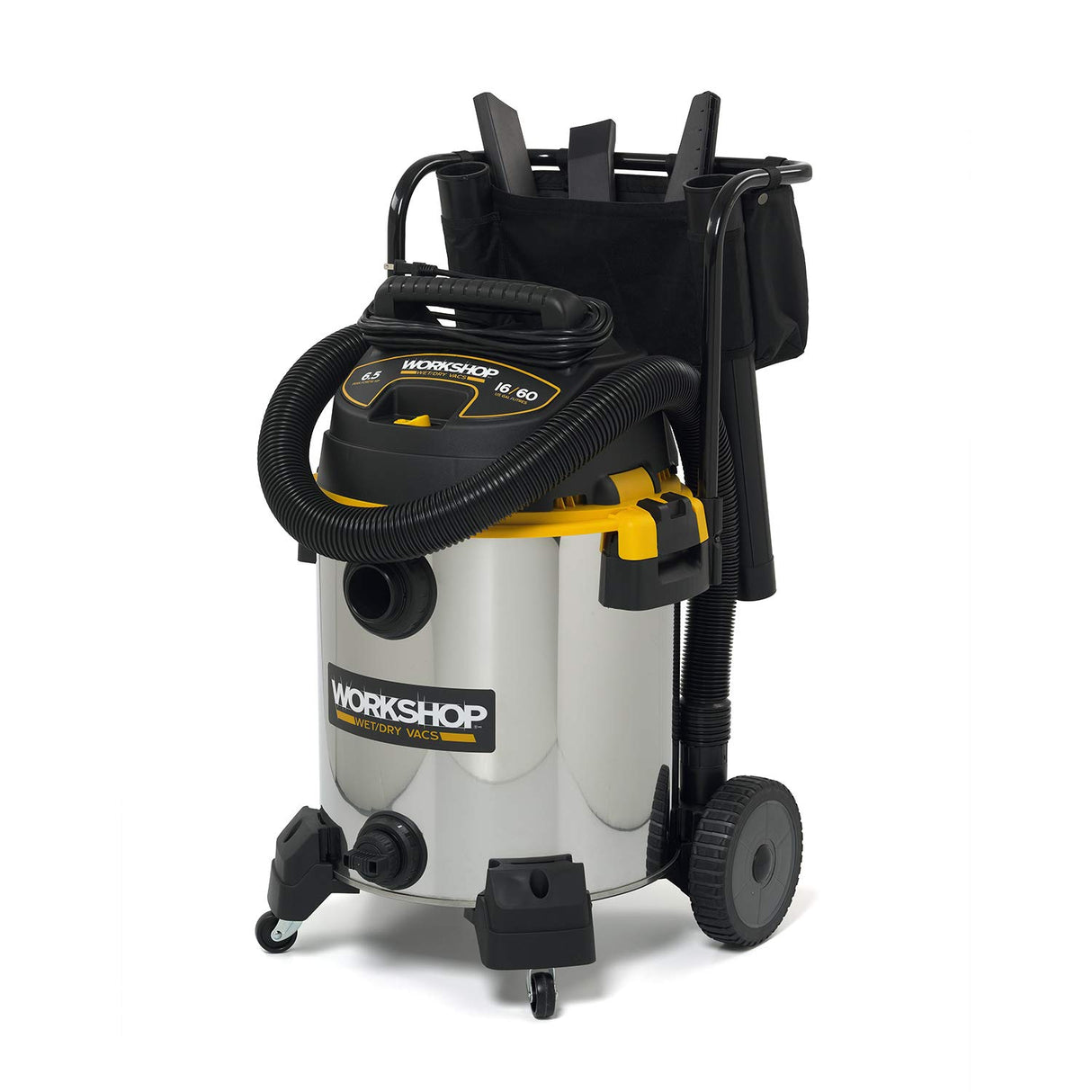 WORKSHOP Wet/Dry Vacs Vacuum WS1600SS Heavy Duty Stainless Steel Wet/Dry Vacuum Cleaner, 16-Gallon Stainless Steel Shop Vacuum Cleaner, 6.5-Peak HP Workshop